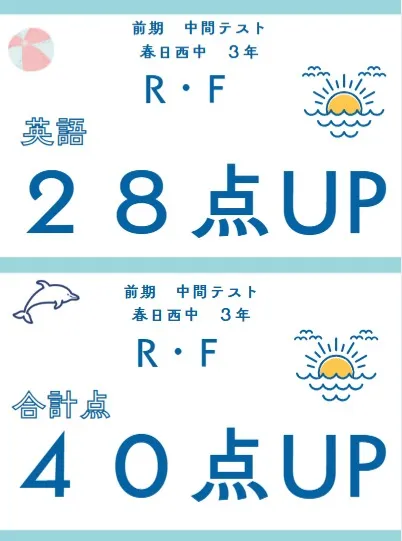 前期中間テスト成績アップ者⑫