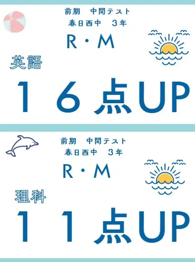 前期中間テスト成績アップ者⑭