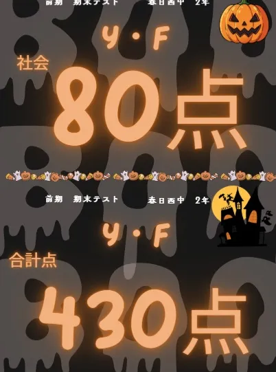 前期期末テスト成績アップ者⑨